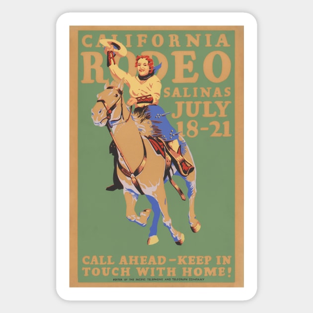 California Rodeo Salinas Vintage Poster 1930s Sticker by vintagetreasure